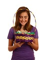 Free Stock Photo: A cute young girl with an Easter basket