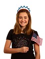Free Stock Photo: A cute young girl dressed up for the 4th of July holding a small American flag