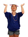 Free Stock Photo: A cute young girl dressed up for the 4th of July holding her hands in the air