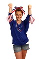 Free Stock Photo: A cute young girl dressed up for the 4th of July holding small American flags