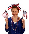 Free Stock Photo: A cute young girl dressed up for the 4th of July holding small American flags