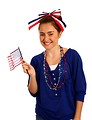 Free Stock Photo: A cute young girl dressed up for the 4th of July holding a small American flag