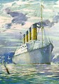 Free Stock Photo: Illustration of a large passenger steamer ship on the water