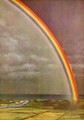 Free Stock Photo: Illustration of a rainbow over coastal fields