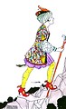Free Stock Photo: Vintage illustration of an Arabian princess climbing a mountain
