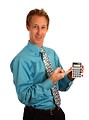 Free Stock Photo: A young businessman holding a calculator.