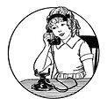 Free Stock Photo: Vintage illustration of a young girl talking on a telephone.