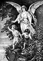 Free Stock Photo: Vintage illustration of an angel with two children