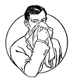 Free Stock Photo: Vintage illustration of a man blowing his nose.