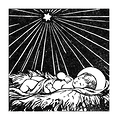 Free Stock Photo: Vintage illustration of baby Jesus under a star