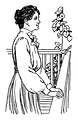 Free Stock Photo: Vintage illustration of a woman standing on a porch
