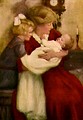 Free Stock Photo: Vintage illustration of a woman holding a baby