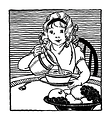 Free Stock Photo: Vintage illustration of a girl eating breakfast