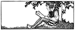 Free Stock Photo: Vintage illustration of a boy reading under a tree