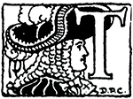 Free Stock Photo: Vintage illustration of an ornate letter T