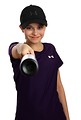 Free Stock Photo: A cute young girl posing with a softball bat