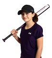 Free Stock Photo: A cute young girl posing with a softball bat