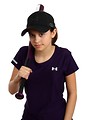 Free Stock Photo: A cute young girl posing with a softball bat