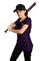 Free Stock Photo: A cute young girl posing with a softball bat