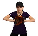 Free Stock Photo: A cute young girl posing with a softball mitt