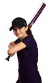 Free Stock Photo: A cute young girl posing with a softball bat
