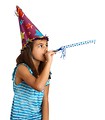 Free Stock Photo: A cute young girl in a birthday hat