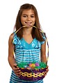 Free Stock Photo: A cute young girl holding an Easter basket