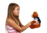 Free Stock Photo: A beautiful young girl holding a teddy bear