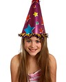 Free Stock Photo: A beautiful young girl wearing a large birthday hat