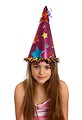 Free Stock Photo: A beautiful young girl wearing a large birthday hat