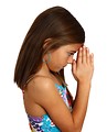 Free Stock Photo: A pretty young girl praying with a white background