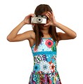 Free Stock Photo: A pretty young girl taking a picture with a camera