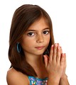 Free Stock Photo: A pretty young girl praying with a white background