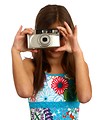 Free Stock Photo: A pretty young girl taking a picture with a camera