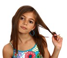 Free Stock Photo: A pretty young girl pulling on her hair