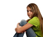 Free Stock Photo: A beautiful young girl posing with a white background