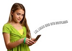 Free Stock Photo: A beautiful young girl texting on a cell phone