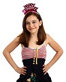 Free Stock Photo: A cute young girl wearing a happy birthday tiara