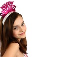 Free Stock Photo: A cute young girl wearing a happy birthday tiara