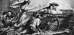 Free Stock Photo: A vintage painting of a woman firing a cannon