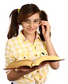 Free Stock Photo: A smart girl with glasses reading a book