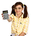 Free Stock Photo: A smart girl with glasses holding a calculator