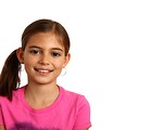 Free Stock Photo: A cute young girl wearing a peace symbol t-shirt
