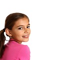 Free Stock Photo: A cute young girl wearing a peace symbol t-shirt