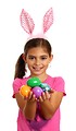 Free Stock Photo: A cute young girl holding Easter eggs