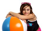 Free Stock Photo: A cute young girl posing with a beach ball