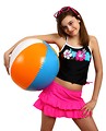 Free Stock Photo: A cute young girl posing with a beach ball