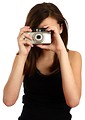 Free Stock Photo: A cute young girl taking a picture with a camera