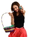 Free Stock Photo: A cute young girl holding an Easter basket