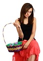 Free Stock Photo: A cute young girl holding an Easter basket